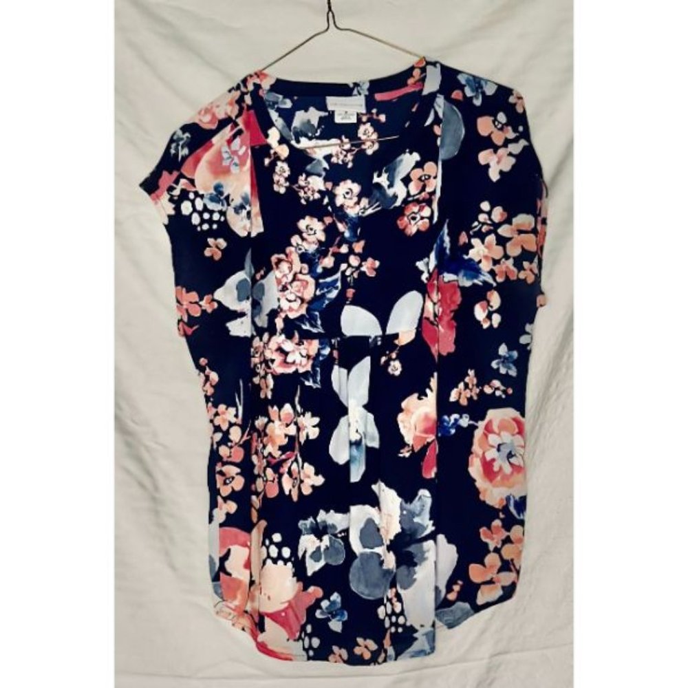 Liz Clairborne Floral Short Sleeve Blouse Size Medium